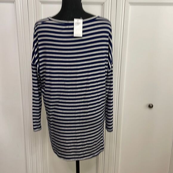 Ginger G Navy Blue & White Striped Short-Sleeve T-Shirt Size Medium NWT - Picture 4 of 6